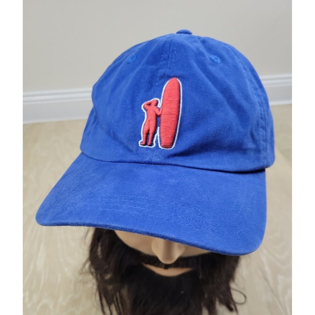 JohnnieO Baseball Cap Strapback Hat Blue  Red Surfer Cotton Twill Embroidered